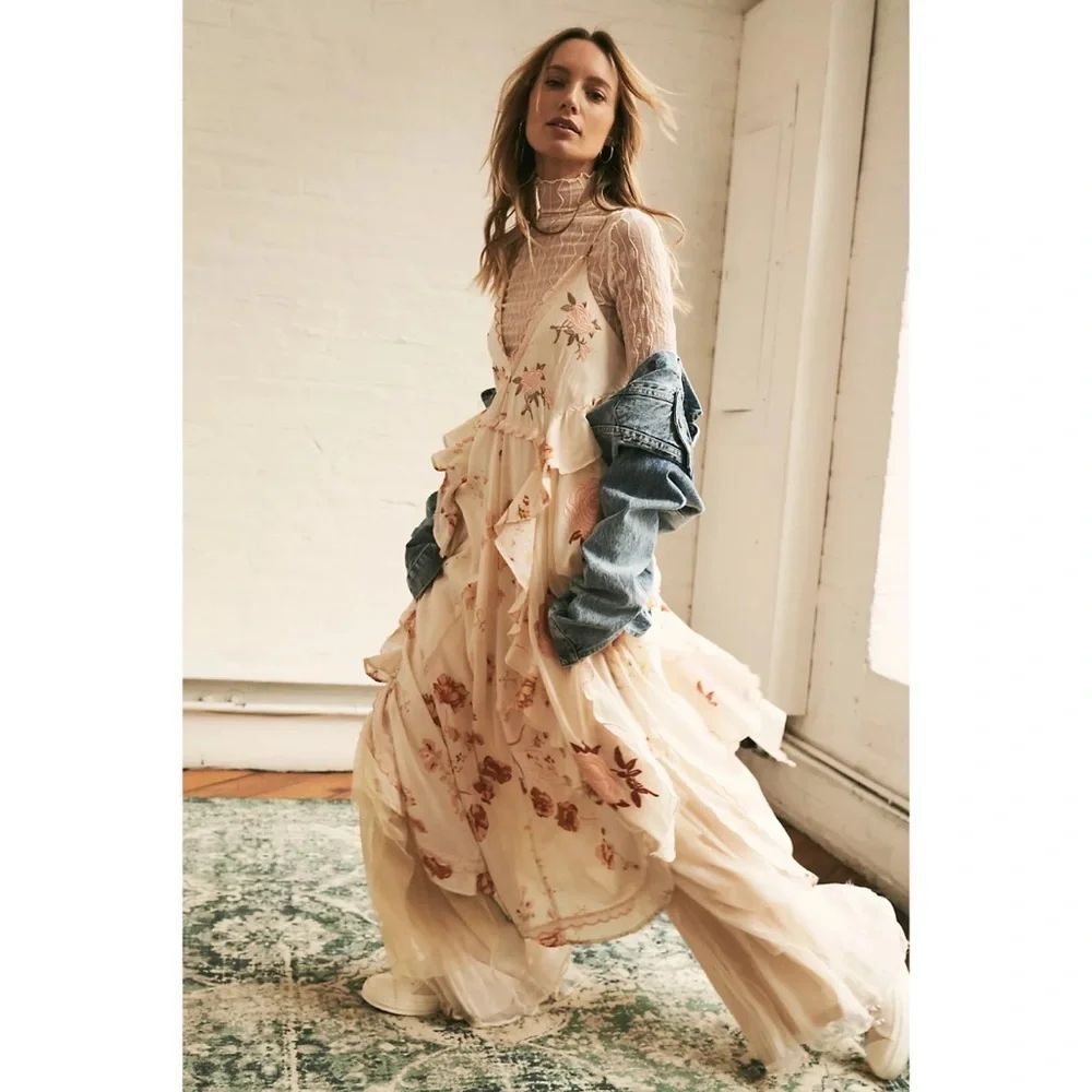Free People Audrey Embroidered Maxi Dress